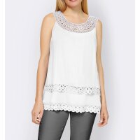 Designer-Lagen-Blusentop, m. Spitze, weiß