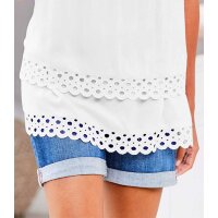 Designer-Lagen-Blusentop, m. Spitze, weiß