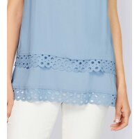 Designer-Lagen-Blusentop, m. Spitze, bleu