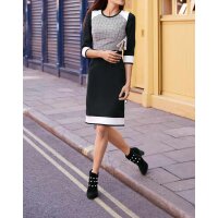 Jersey bouclé dress, black-white