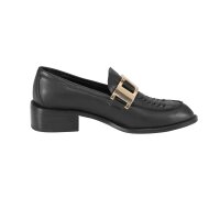 Braid pattern slipper with metal element, black