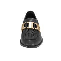 Flechtmusterslipper m. Metallelement, schwarz