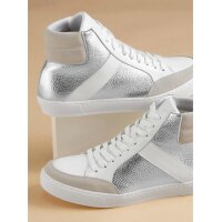 Rind-Nappa-und-Veloursleder-Schnürer, weiß-silber