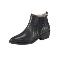 Lederstiefelette, schwarz