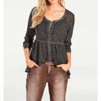 Druck-Chiffonbluse, mint-schwarz