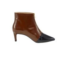 Patent leather bootie, cognac-black