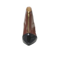 Patent leather bootie, cognac-black