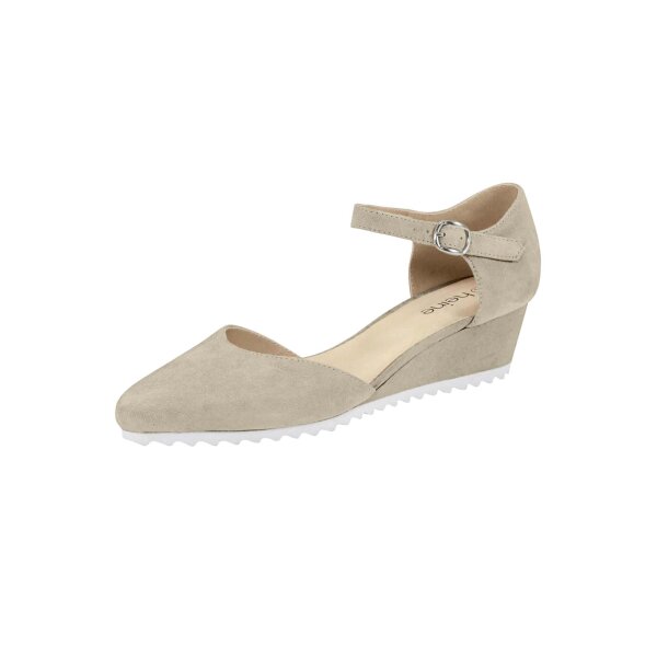 Rind-Veloursleder-Pumps, taupe
