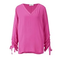 Bluse m. Raffungen, pink