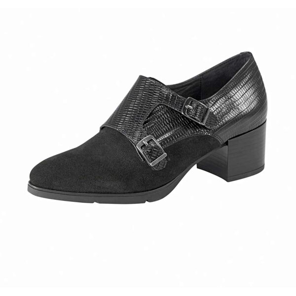 Leather high front pumps, black