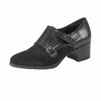 Leather high front pumps, black