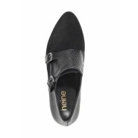 Leather high front pumps, black
