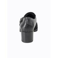 Leather high front pumps, black