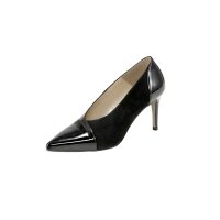 Lackleder-Veloursleder-Pumps, schwarz