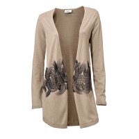 Cardigan with strass, taupe-black