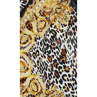 Jersey dress, patterned in black and yellow