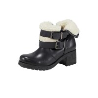 Rindsleder-Stiefelette m. Weppelz, schwarz