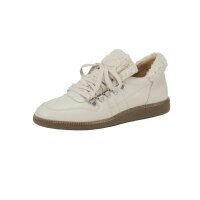 Ledersneaker m. Webpelz, hellbeige