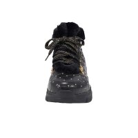 Buty z lamówką z tkackiego futra, czarno-złote
