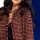 Long cardigan, red-patterned