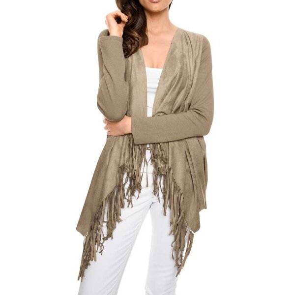 Cardigan m. Velours, taupe