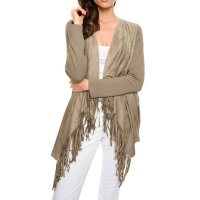 Cardigan m. Velours, taupe