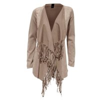 Cardigan m. Velours, taupe