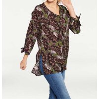 Designer-Druckbluse, bordeaux-bunt