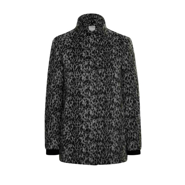 Wattierte-Marken-Wollflauschjacke, schwarz-grau