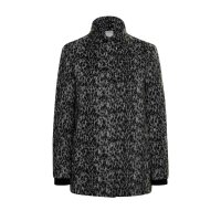 Wattierte-Marken-Wollflauschjacke, schwarz-grau