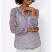 Chiffon-Druckbluse, schlamm-lavendel
