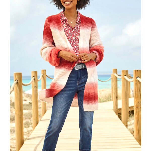 Cardigan, red-ecru