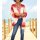 Cardigan, red-ecru