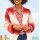 Cardigan, red-ecru