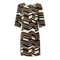 Designer-Druckkleid, schwarz-cognac