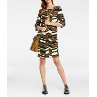 Designer-Druckkleid, schwarz-cognac