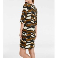Designer-Druckkleid, schwarz-cognac