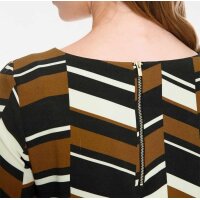 Designer-Druckkleid, schwarz-cognac