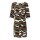 Designer-Druckkleid, schwarz-cognac