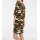 Designer-Druckkleid, schwarz-cognac