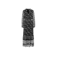 Chiffonkleid mit Smokeinsatz, schwarz-champagner