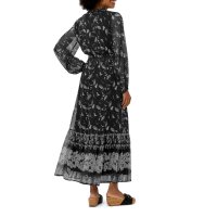 Chiffonkleid mit Smokeinsatz, schwarz-champagner