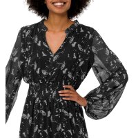Chiffonkleid mit Smokeinsatz, schwarz-champagner