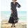 Chiffonkleid mit Smokeinsatz, schwarz-champagner