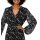 Chiffonkleid mit Smokeinsatz, schwarz-champagner