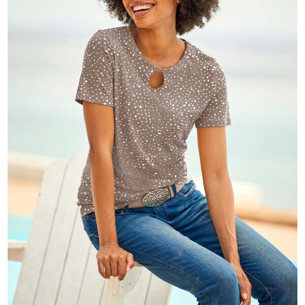Cut-out-Shirt, dunkeltaupe-ecru