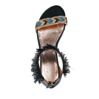 Sandalette m. Schmucksteinen, schwarz