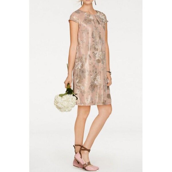 Druckkleid, puder-gold