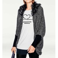 Designer-Cardigan m.Webpelzkragen,grau