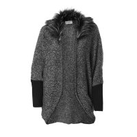 Designer-Cardigan m.Webpelzkragen,grau